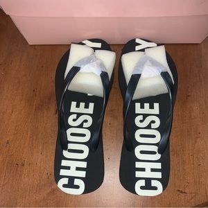 Retro Juicy Couture Pam & Gela Patty Black NBU Angel Graphics Flip Flops NWT